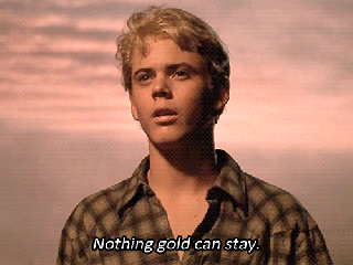 I'm an outsider just like Ponyboy.  We're both just trying to stay gold.