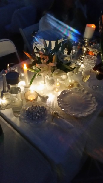 Our dinner companions, Linda & Meryl's table setting.  How cute!  And even though they are fancy Upper East Siders, they bought half of that at DOLLAR STORES. #werq