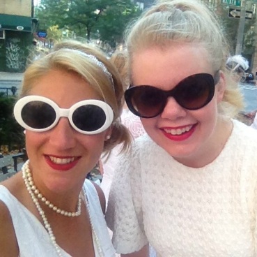 Gretchen & I (aka the #BlondeAmbitionTour) at Tribeca Park meeting location for the Diner en Blanc looking cute with no idea where we're about to go.